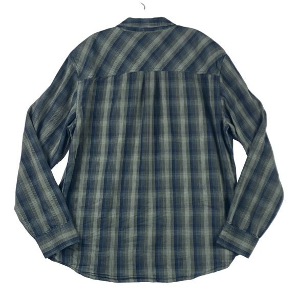 Prana Shirt Adult XL Holton Long Sleeve Button Up Green Blue Plaid Check Men - Picture 2 of 11